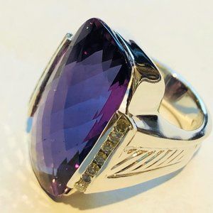 David Yurman Deco Amethyst & Diamond Sterling Sil